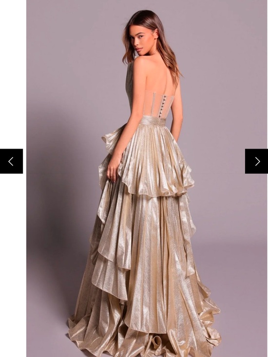 Tarik Ediz Dresses & Skirts - Tarik Ediz Shimmery Gold Layered Ruffle Ball Gown